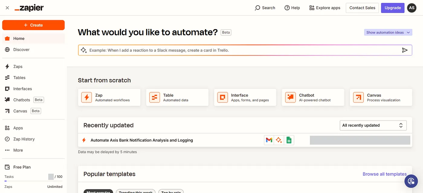 Zapier Interface